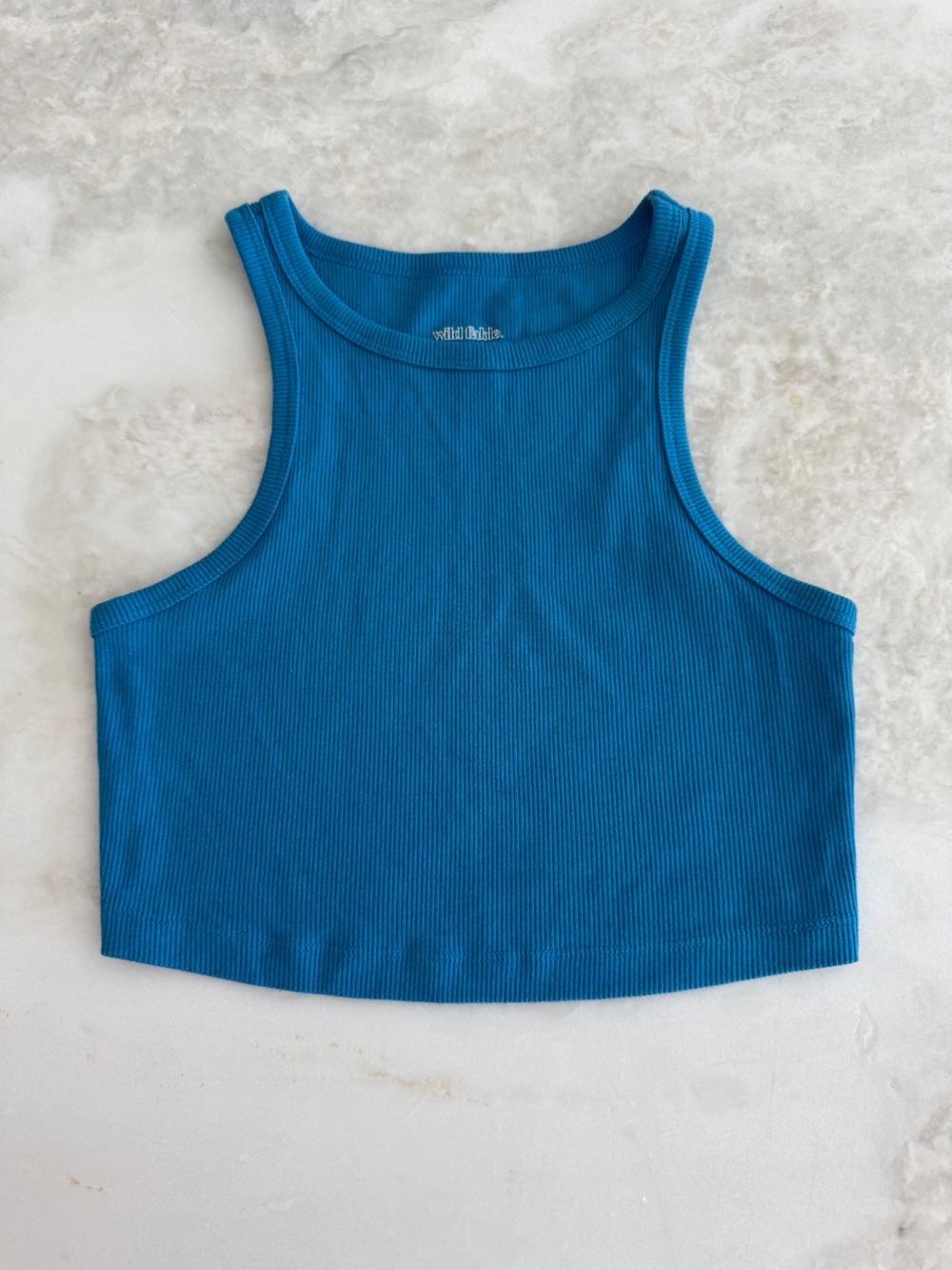 wild fable Blue Ribbed Crop Tank